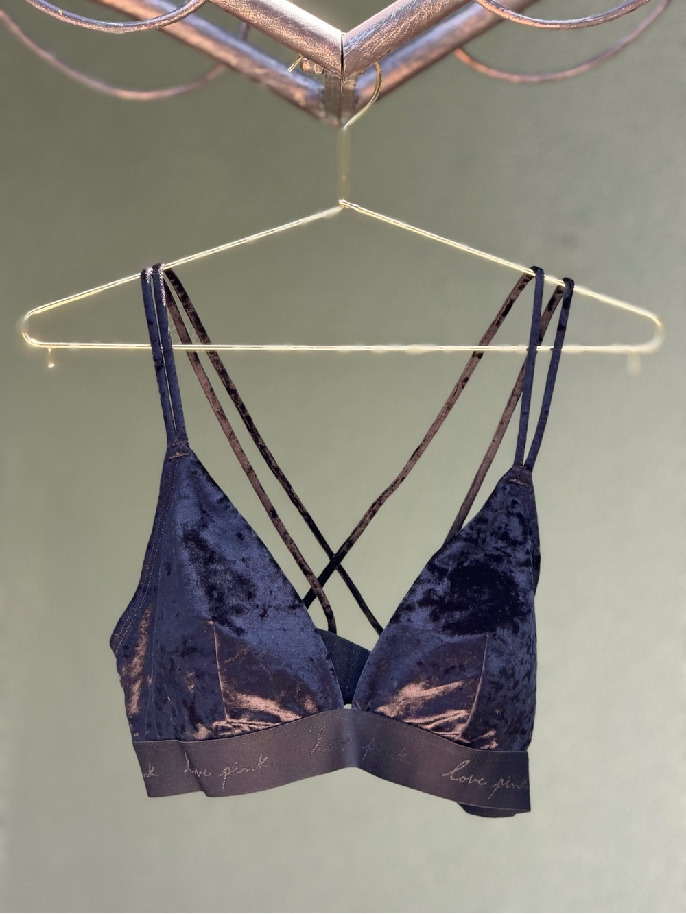 PINK Victoria's Secret Velvet Bralette in Navy
